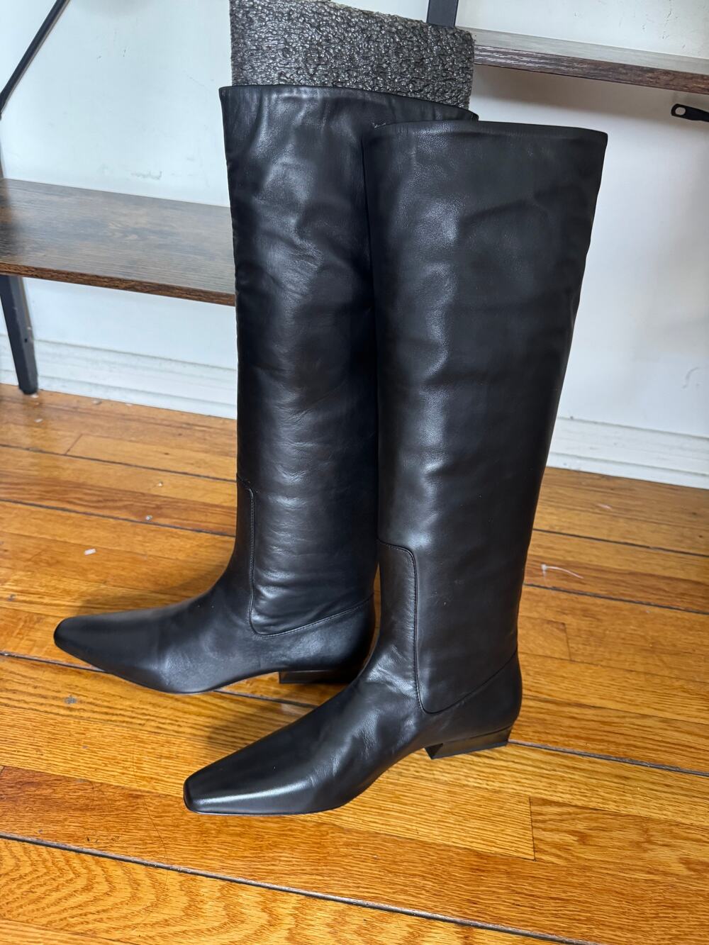 New STAUD Wally flat knee-high leather boots in Black 39 1/2